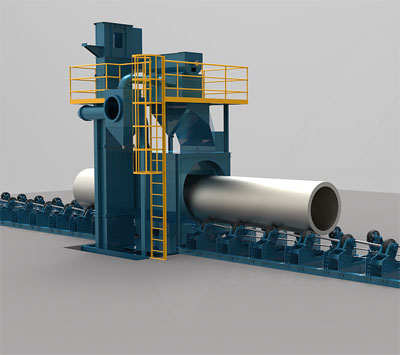 鋼管拋丸機(jī)，外壁除銹清理設(shè)備